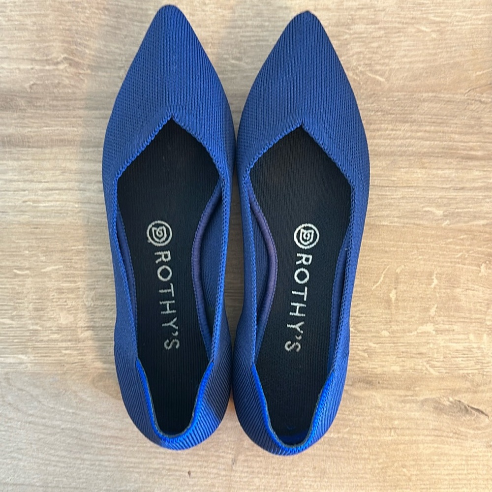 Rothy’s The Point Flats In Navy Blue Size 7.5